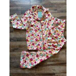 NWT BEDHEAD SPARKLING BUBBLES  LONG SLEEVE LONG PANT COTTON KNIT PAJAMAS SIZE S